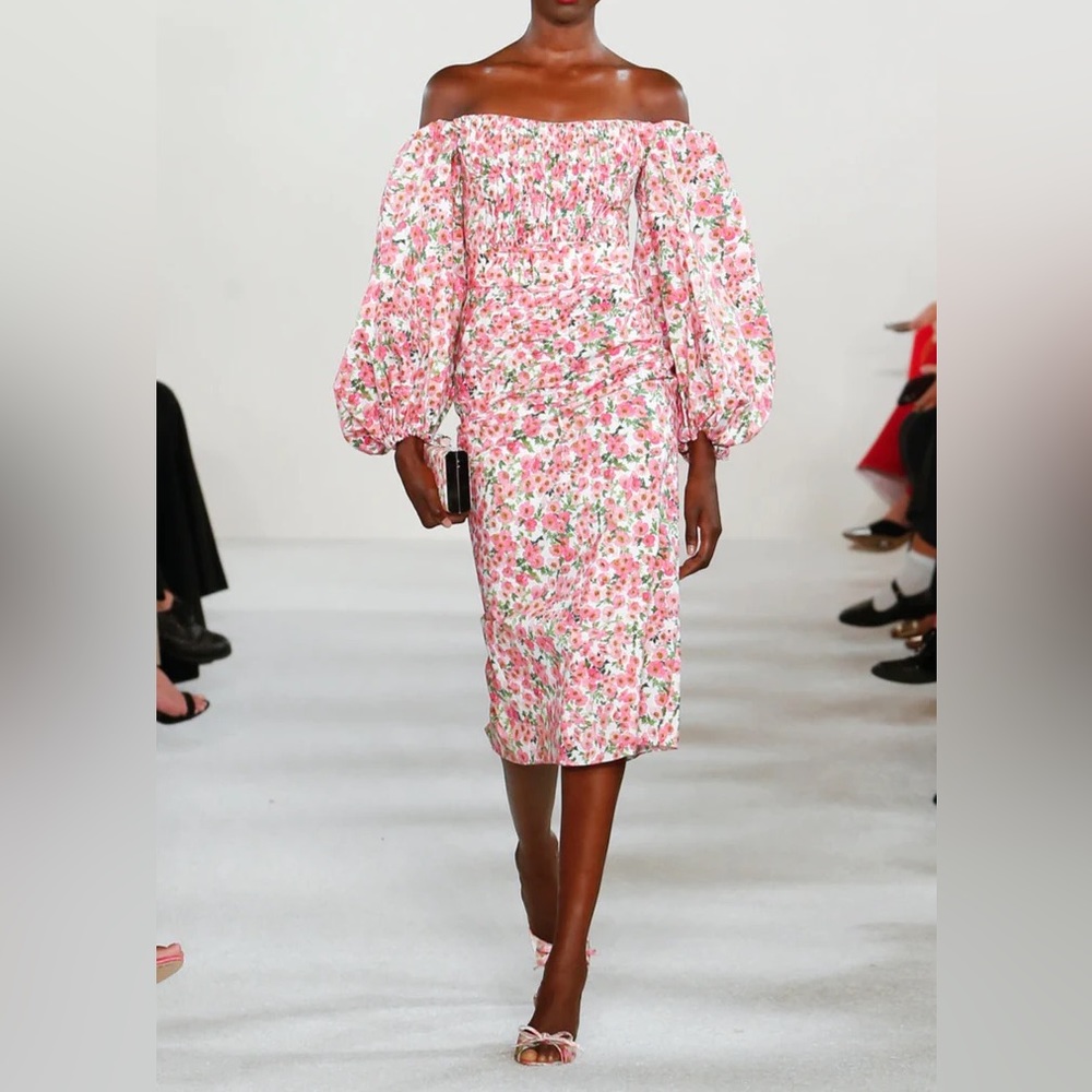 Carolina Herrera Off Shoulder Floral Dress